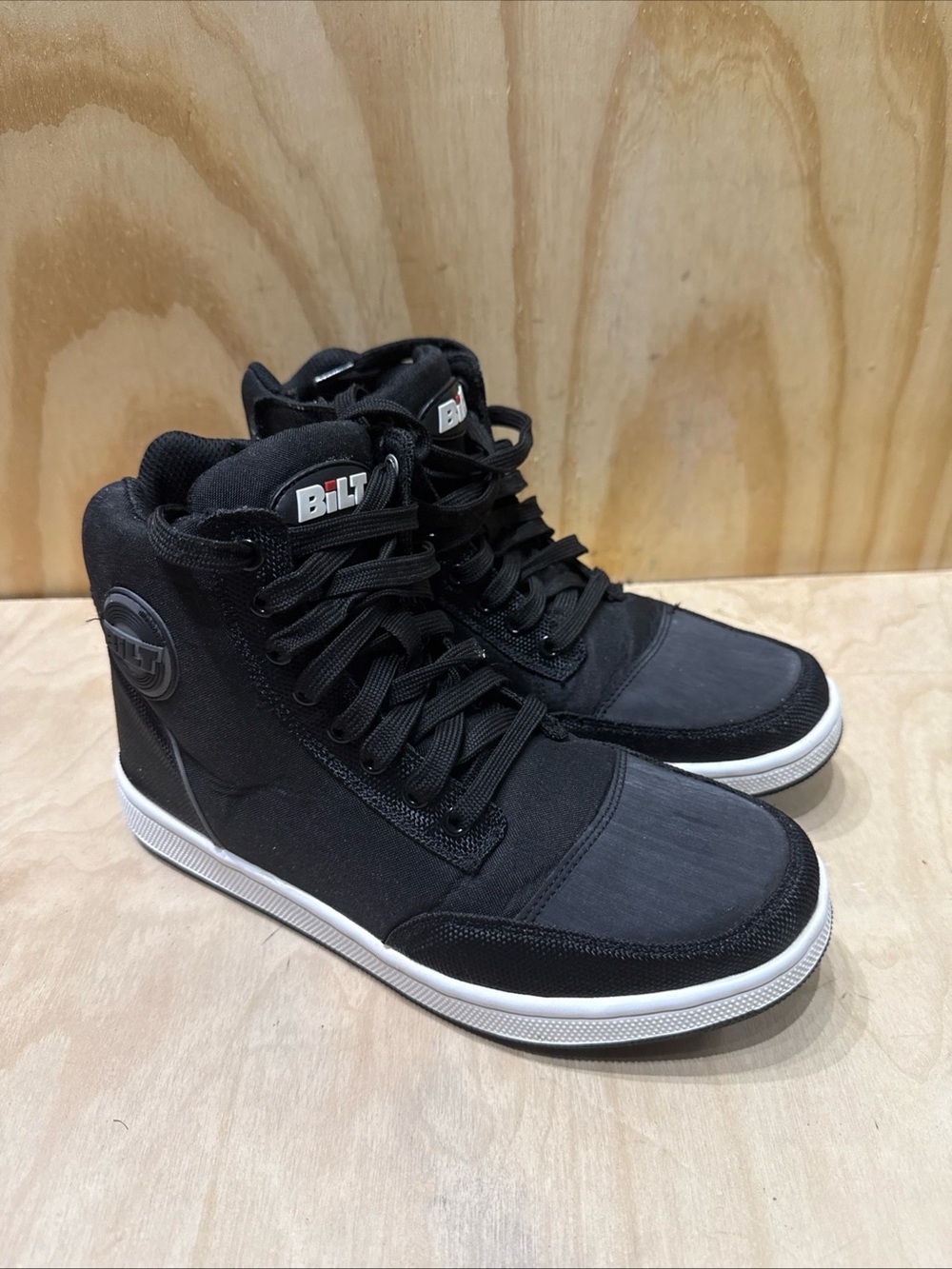 BILT Motorcycle Sneaker Shoes High Top Black Size 8 casual zipper reflective